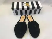 Camel Toes Black Bow Sandals Women's Size 7 Poppy Flats Open Toe NEW