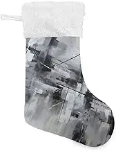 XYMZR Christmas Stocking Abstruct Galaxy and Grey 18” Christmas Stockings with Plush Faux Fur Cuff Decoration for Holiday Family Party, Multi-colored
