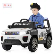Babyjoy Kids Ride on Police Car 12V Battery Powered Toy Cop Car w/Remote Control & LED Lights Electric Vehicle White