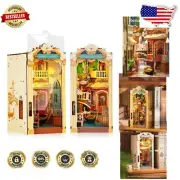 Elegant Venice Book Nook DIY Kit with High-Quality Wooden Pieces and LED Lights