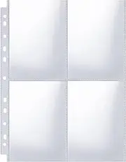 Catime Pack of 50 200 Pockets A4 Document Sleeves Thickened 0.2 mm Postcard Sleeves Transparent Refill Pages Photo Album Photo Pockets 11 Holes 2/3/4 Ring Binder A5/A6 Photo