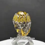 Premium Citrine Gemstone Ring For Men Sterling 925 Silver Unique Citrine Ring