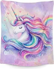 Unicorn Blanket for Kids, 50 x 40 Inches Flannel Throw for Girls Teen, Cute Present for Unicorn Lovers, Ultra Soft Cozy Throw Blanket for Bed Couch Sofa Living Room Camping