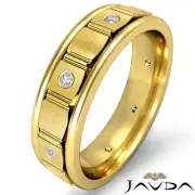 Round Diamond Matt Finish Mens Eternity Wedding Band 18k Yellow Gold 0.15 Ctw