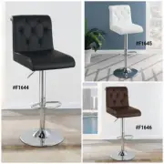 NEW Black/White/Espresso Button Tufted Adjustable Bar Stool 1F1644 1F1645 1F1646