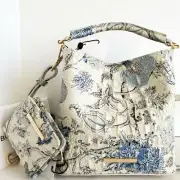 ⚘Brahmin Mini Amelia Bucket BlueJay Croc Floral Leather Crossbody Bag+Wallet NWT