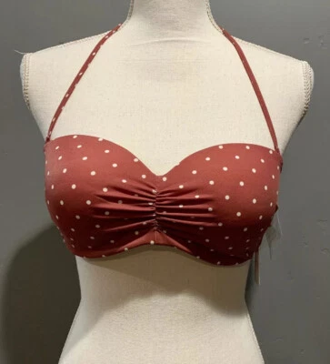 PINK Victorias Secret Strapless Push Up Polka Dot Bandeau Bikini Top Nwt