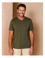 [Reserve] Brixton Plain V-Neck T-Shirt in Khaki