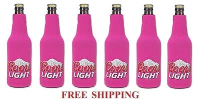 COORS LIGHT MOUNTAINS 6 BEER BOTTLE SUIT COOLERS KOOZIE COOLIE HUGGIE PINK NEW