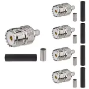 MOOKEERF 5 Pack SO239 Crimp Connectors SO-239 UHF Female Plug Crimp Coax Conn...