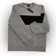 Tahari Shirt Men's 1XL Gray Black Colorblock Fleece Lined Pull Over Sweatshirt