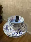 Rachel Roy Blue and White Set Of 8 Pcs Melamine Dinner Plates 10.5” & Bowls 6”