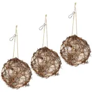 Set of 3 Globe Hummingbird Nesters, Full of Bird Nesting Materials, Design fo...