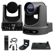 PTZOptics Move SE 20x 1080p PTZ Auto Tracking Pan Tilt Zoom Camera Gray Bundle
