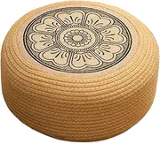 Round Woven Patio Footstool | Coastal Outdoor Seating Tatami | Floor Seating Jute Pouffe Stool | Weather Resistant Floor Cushion | Floor Pillow for Deck, Porch, Patio, Exterior, Garden, Home