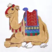 Hand Painted Needlepoint Canvas "Seated Camel" Colorful Saddle New 10" X 9 1/2"