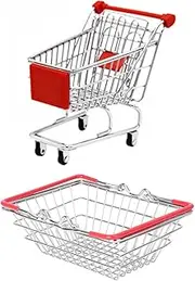 Kisangel 1Set Pretend Play Shopping Basket Cart Creative Food Basket for Grocery Role Playing for Preschool Developmental Learning Fun for Boys