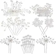 inSowni 30 Pack Wedding Bridal Hair Side Combs+U Shaped Hair Pins Clips Pieces Accessories Barrettes Rhinestone Pearl Flower Silver for Women Girl Bridesmaids