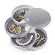 Jewelry Organizer, Small Jewelry Storage Box Earring Holder for Women, Silver