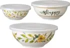 Primitives by Kathy Melamine Bowls & Lids, Set of 3, Bees