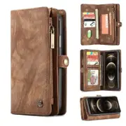CaseMe For Apple iPhone 12 Pro Max Zipper & Detachable Retro Leather Pouch Wallet Flip Purse Bag Detachable Phone Case Cover (Brown)