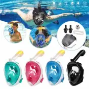 Adult Full Face Snorkel Mask Diving Mask Snorkel Set Anti-Fog Swimming 180° View
