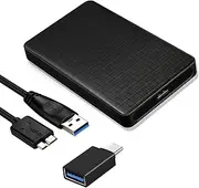 Hard Drive Enclosure 2.5 Inch USB 3.0 to SATA III, External Enclosure for SATA SSD HDD with USB C OTG Adapter, External Hard Drive Enclosure 2.5 Tool-Free Assembly, UASP Supports