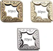 150PCS Book Corner Protector Metal Corner Cover for Scrapbook Album Menu Folder Include 50PCS Gold, 50PCS Silver and 50PCS Bronze
