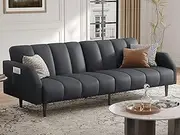 Fadware Faux Leather Futon Sofa Bed, 78’’ Convertible Sleeper Couch Bed with Adjustable Backrest, Sleeper Sofa Bed for Living Room, Apartment, RV, Office