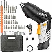 Cordless Drill Driver, 12V Combi Drill, 34PCS Electric Screw Driver Set, 30Nm Variable Speed Multifunctional Rechargeable Power Drill Screwdriver Tool Starter Kit with Dual Battery (Black-01)