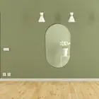 Modern Frameless Oval LED Mirror 50x90cm HD Touch Sensor Lighted Tricolour Décor