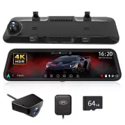 WOLFBOX Dual Front and Rear DashCam 4K 12'' GPS Mirror Dash Cam Car Video Camera