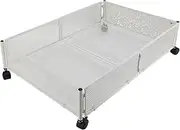 Under Bed Storage with Wheels, Metal Removable Rolling Underbed Shoe Storage Organizer Container for Clothes,Shoes, Blankets, Toy, Large Capacity