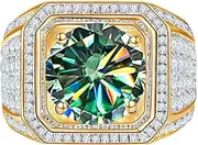 [LOEXZAH] 1CT Moissanite Rings for Men Mens Diamond Wedding Bands 18K 925 Sterling Silver Moissanite Ring Moissanite Engagement Rings Mens Diamond Rings Gold Diamond Promise Ring for Him