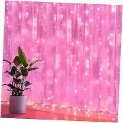 KPROE Curtain Lights, String Lights Window Fairy LED Lights 8 Lighting Pink