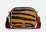 NWT COACH C6953 Mini Dempsey Tiger Print In Leather Crossbody Camera Handbag