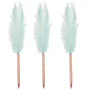 Light Blue Feather Ballpoint Pen, 3 Pcs Rose Golden