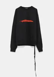 Ann Demeulemeester Feather-Printed Crewneck Sweatshirt L,M Black