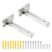 Floating Shelf Bracket,2 Pack 6 Inch Hidden Wall Mounted Shelf Supports(Silver)