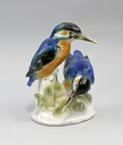 9942499-ds Porcelain Kingfisher Group Wagner & Apel Thuringia H13cm