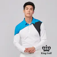 在飛比找momo購物網優惠-【KING GOLF】速達-男款袖口LOGO印圖拼接撞色薄款