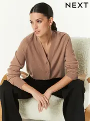 Camel Soft Touch Button Up Knitted Cardigan (429052) | $38