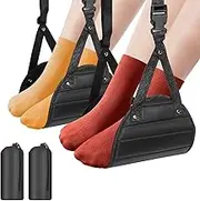 AGDSCVNG Airplane Foot Hammock (2 Pack), Travel Foot Rest for Airplane with Memory Foam, Adjustable Plane Foot Rest Hammock, Portable Airplane Travel Accessories for Long Flights, Black