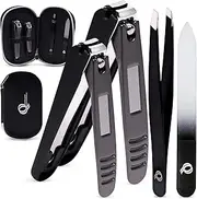 Queensland Quintessentials Nail Clipper Set - Nail Clippers for Men/Women - Includes Toenail/Fingernail Clippers, Tweezers, Crystal Nail File - Perfect for Thick Nails - Manicure/Pedicure Tool Kit