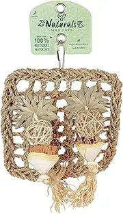 Avian Care Naturals Square Playwall Bird Toy 28cm – Hanging Woven Foraging Wall with 100% Natural Chew Materials, for All Birds, Eco-Friendly