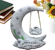 Xvilmaun Cat Memorial Statue - Angel Cat Moon Memorial Statue | Pet Tombstone Resin Remembrance Heaven Grave Markers for Bereavement