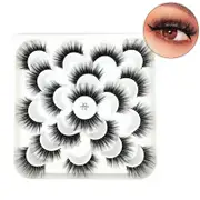 Nevenka 10 Pairs 3D False Eyelashes Reusable Wispy Cat Eye Natural Look Lashes-116