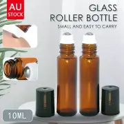 100x 10ml Roller Bottles Amber Thick Glass Steel Roll on Ball for Essential Oils