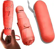 [JIRONN] Travel Umbrella, Mini Folding Compact Umbrella with Case, Portable Lightweight Compact Parasol Outdoor with 95% UV Protection for Sun & Rain, Light Compact Design Perfect for Girls and Women