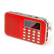 Mini Portable Radio AM FM Pocket Radio with MP3, LED Flashlight, Digital Red
